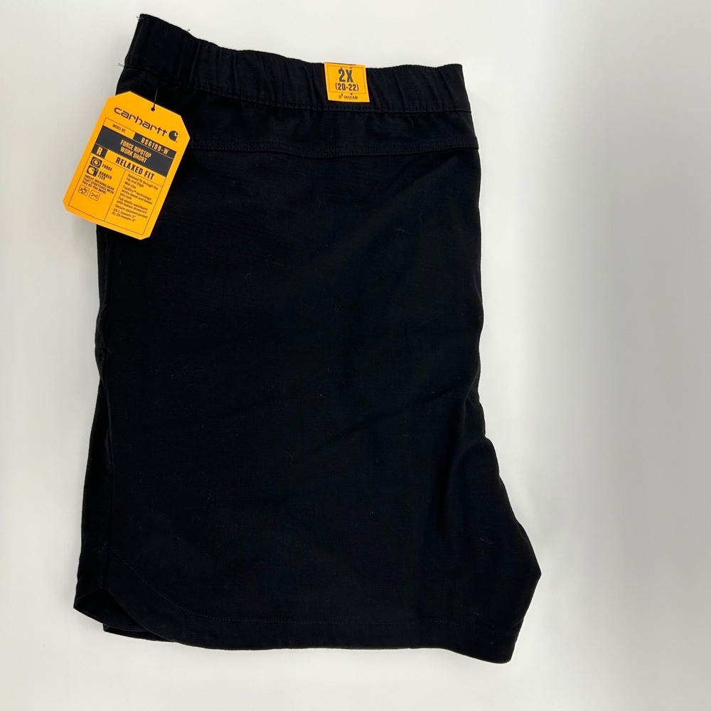 Carhartt Force Work Shorts Women's 2X Black Ripstop Relaxed Fit 6 Inseam NWT